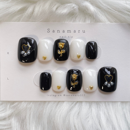 116 ネイルチップ ハート チューリップ ガーリー ネイルチップ（つけ爪  