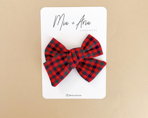 MIA - 赤チェック ( ヘアクリップ or ヘアゴム) ヘアピン Mia+Aria