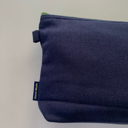 【新作‼️】ミモザ＆ラベンダー大きめポーチ（紺色） 7枚目の画像