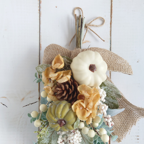 専用＊Halloween＊ホワイトパンプキン フェイクスワッグ 【公式通販】