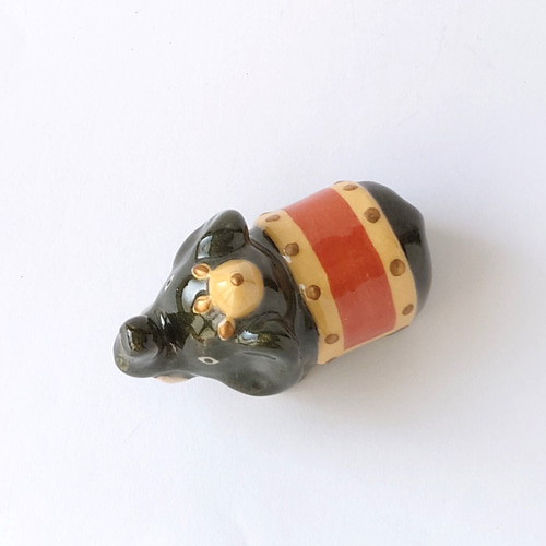 勇ましい表情のインド象 象 ミニ楽置物（敷物付） 陶器 その他置物