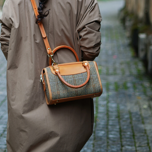 ブラウン レザー ボストンバッグ 中型