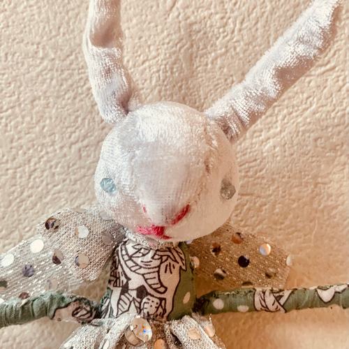 作家 羊毛 ハンドメンド うさぎ テディベア ぬいぐるみ ribbon lily