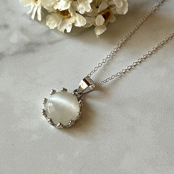 セレナイト クラウン枠（王冠）silver925 ネックレス ネックレス