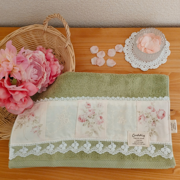 rose タオル フェイスタオル Rose Patchwork ハンドメイド その他キッチン小物