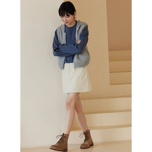 100%ウールフード付きベスト ウールニットベスト グレー フリーサイズ