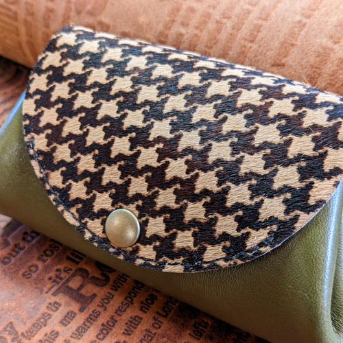 ぐしぐし手縫い＊ダルメシアン柄ハラコとカーキグリーンの