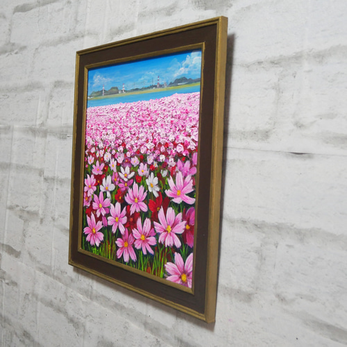 油絵 油彩 油彩画 絵画 絵【コスモス祭り】 絵画 HR 通販