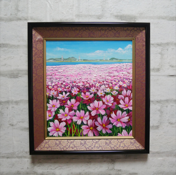 油絵 絵画 【コスモス畑と富士山】 絵画 HR 通販 14590907