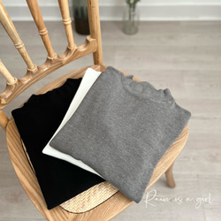 【今年大人気‼カットソー3枚セット】ハーフハイネック★モノクロ系★モダール保温機能繊維★T-110-s 4枚目の画像