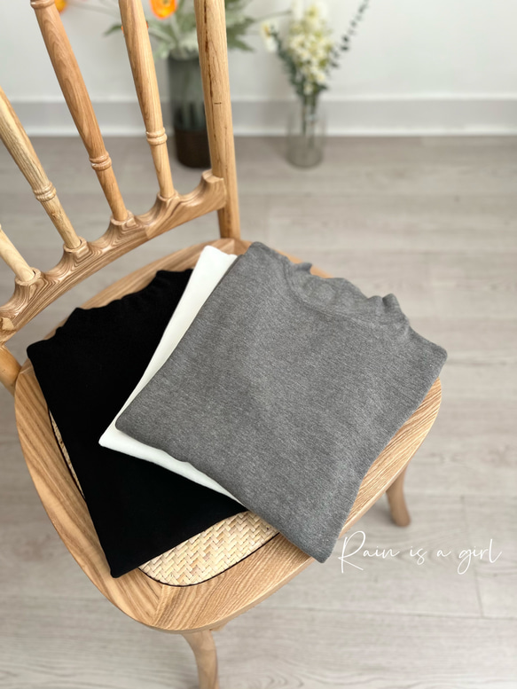 【今年大人気‼カットソー3枚セット】ハーフハイネック★モノクロ系★モダール保温機能繊維★T-110-s 4枚目の画像