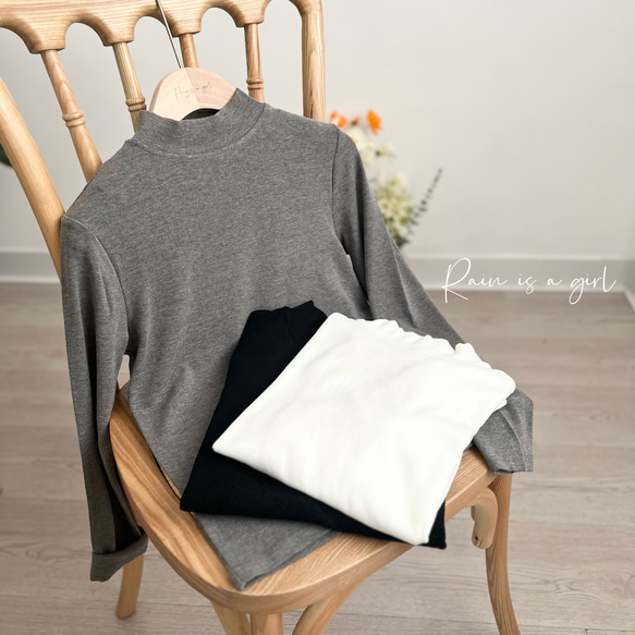 【今年大人気‼カットソー3枚セット】ハーフハイネック★モノクロ系★モダール保温機能繊維★T-110-s 3枚目の画像