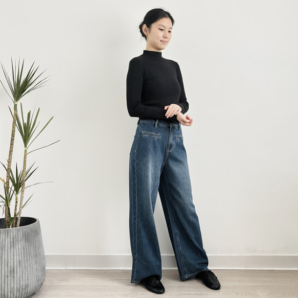 【今年大人気‼カットソー3枚セット】ハーフハイネック★モノクロ系★モダール保温機能繊維★T-110-s 10枚目の画像