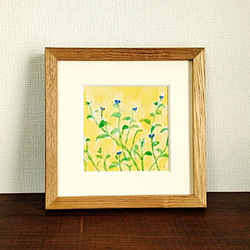 水彩｜原画「花曇り」※木製額縁入り（18×18㎝フレーム） イラスト 絵と