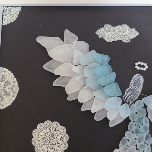 天使♡エンジェル〉シーグラスアート A4サイズ ＊壁掛け その他アート