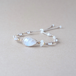 クリスタルとカイヤナイト+ハーキマーダイヤモンドのマクラメ編み