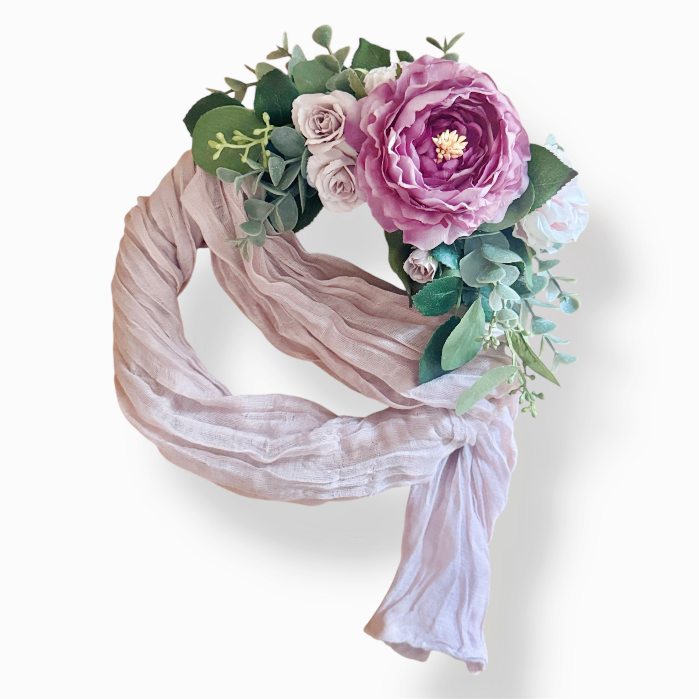大人可愛いアンティークピンクのチュールリース | 造花 | アーティフィシャルフラワー | プレゼント | インテリア
