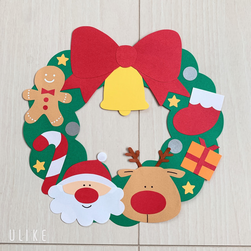 壁面飾り クリスマスリース 12月 切り絵 くまたん。 通販 18291657