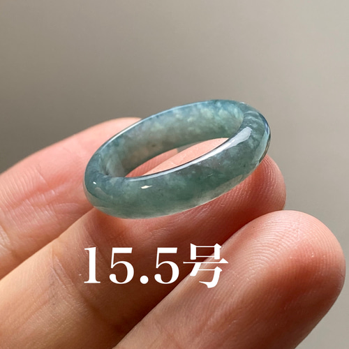 L9-63 美品 深灰藍 15.5号 天然グアテマラ産 A貨 本翡翠 くりぬき  