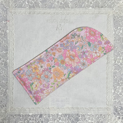 超スリム　メガネケース　眼鏡ケース　花柄ピンク　handmade 再販】超スリム メガネケース 眼鏡ケース 花柄ピンク handmade メガネ