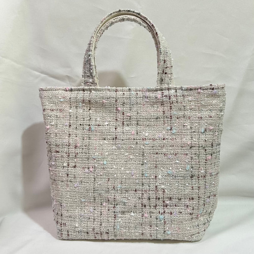 ツイードバッグ ホワイト 白 サブバッグ フォーマル ミニトートバック