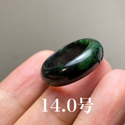 L9-65 一点物 墨緑色 14.0号 ミャンマー産天然 A貨 本翡翠 くりぬき