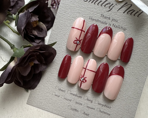 33))ネイルチップ フレンチガーリー ボルドー シンプルネイル ニュアンス N.select / シンプルネイル / 東京 | . nuance nail