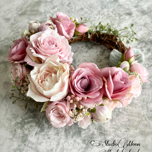 ④ プリンセスカラー 薔薇 フラワーリース ④ プリンセスカラー 薔薇 フラワーリース