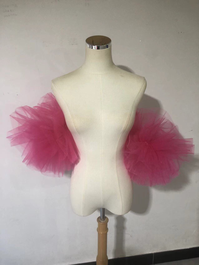 上品！ピンク 取り外し袖 ショルダーの付け袖 パフスリーブ オーダー可能/前撮り