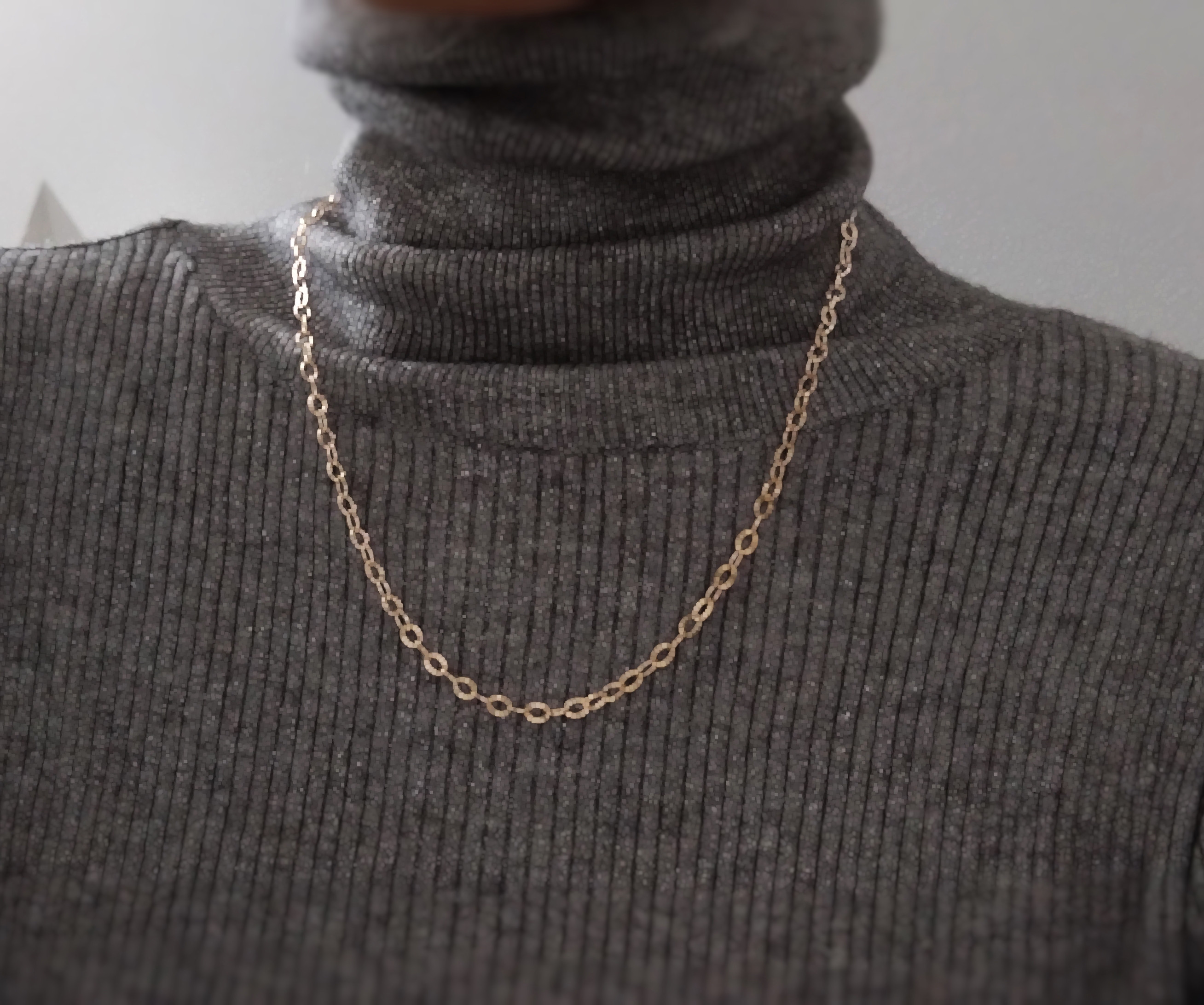 {14Kgf} リップルチェーン シンプルネックレス *41cm-47.5cm・4mm*