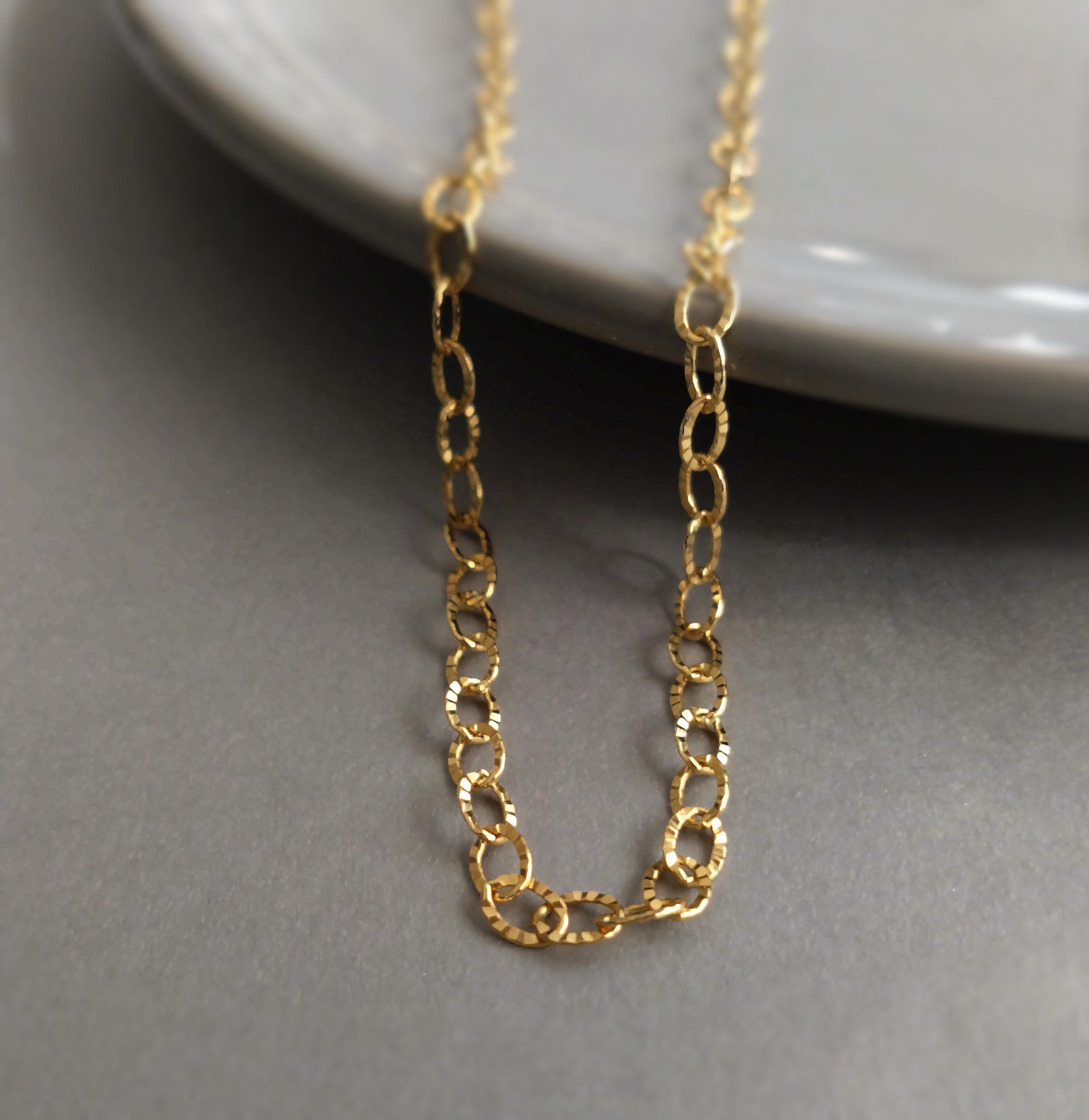 {14Kgf} リップルチェーン シンプルネックレス *41cm-47.5cm・4mm*