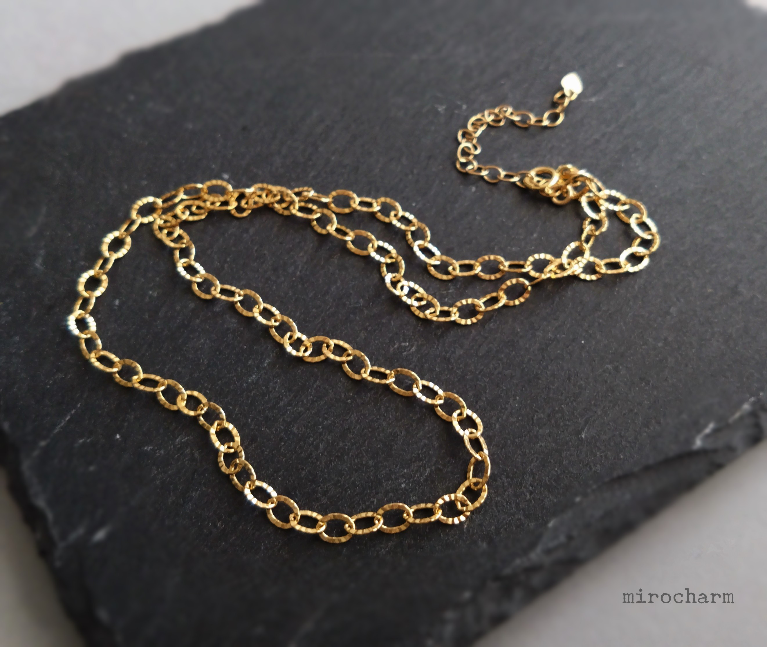 {14Kgf} リップルチェーン シンプルネックレス *41cm-47.5cm・4mm*