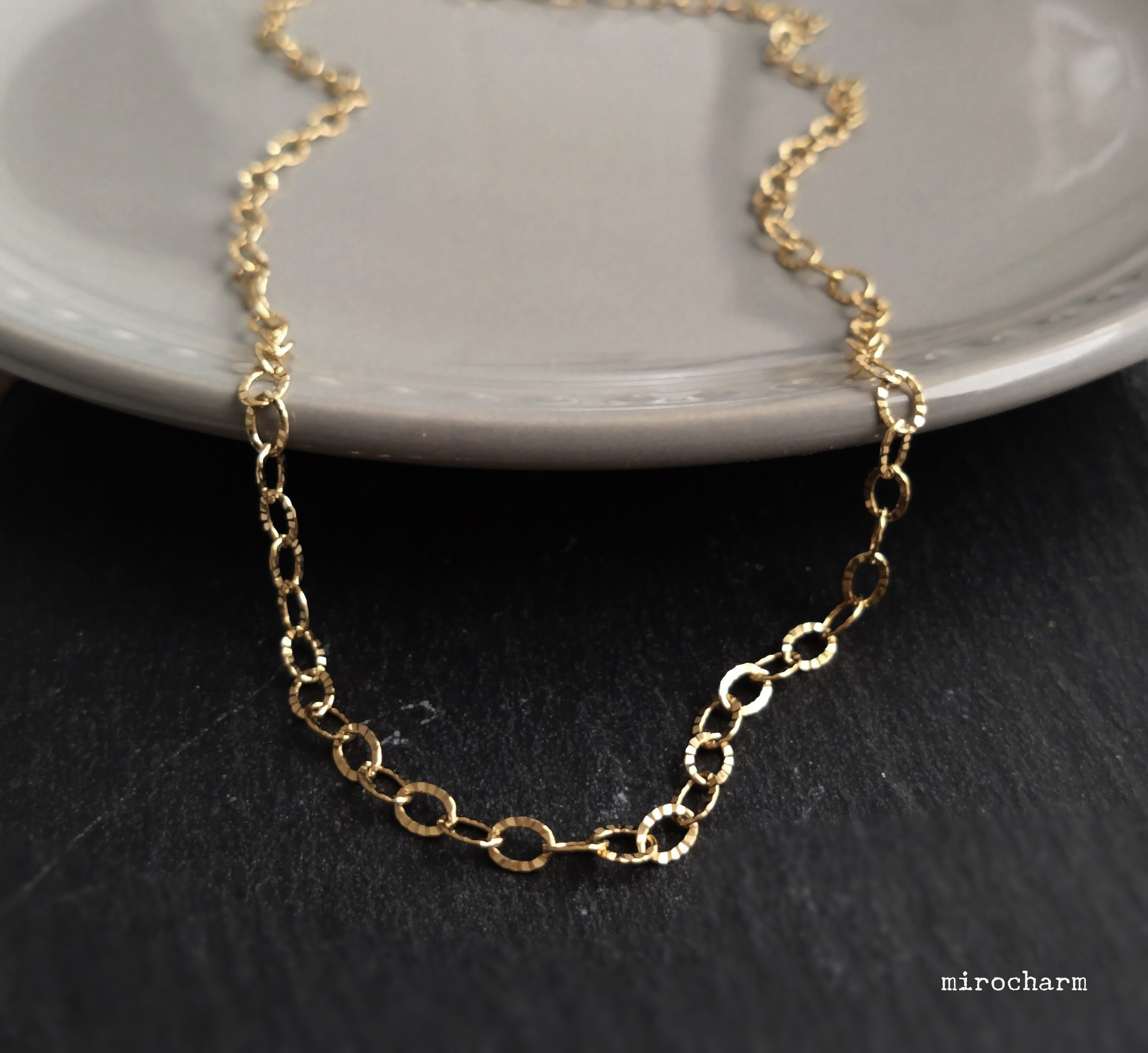 {14Kgf} リップルチェーン シンプルネックレス *41cm-47.5cm・4mm*