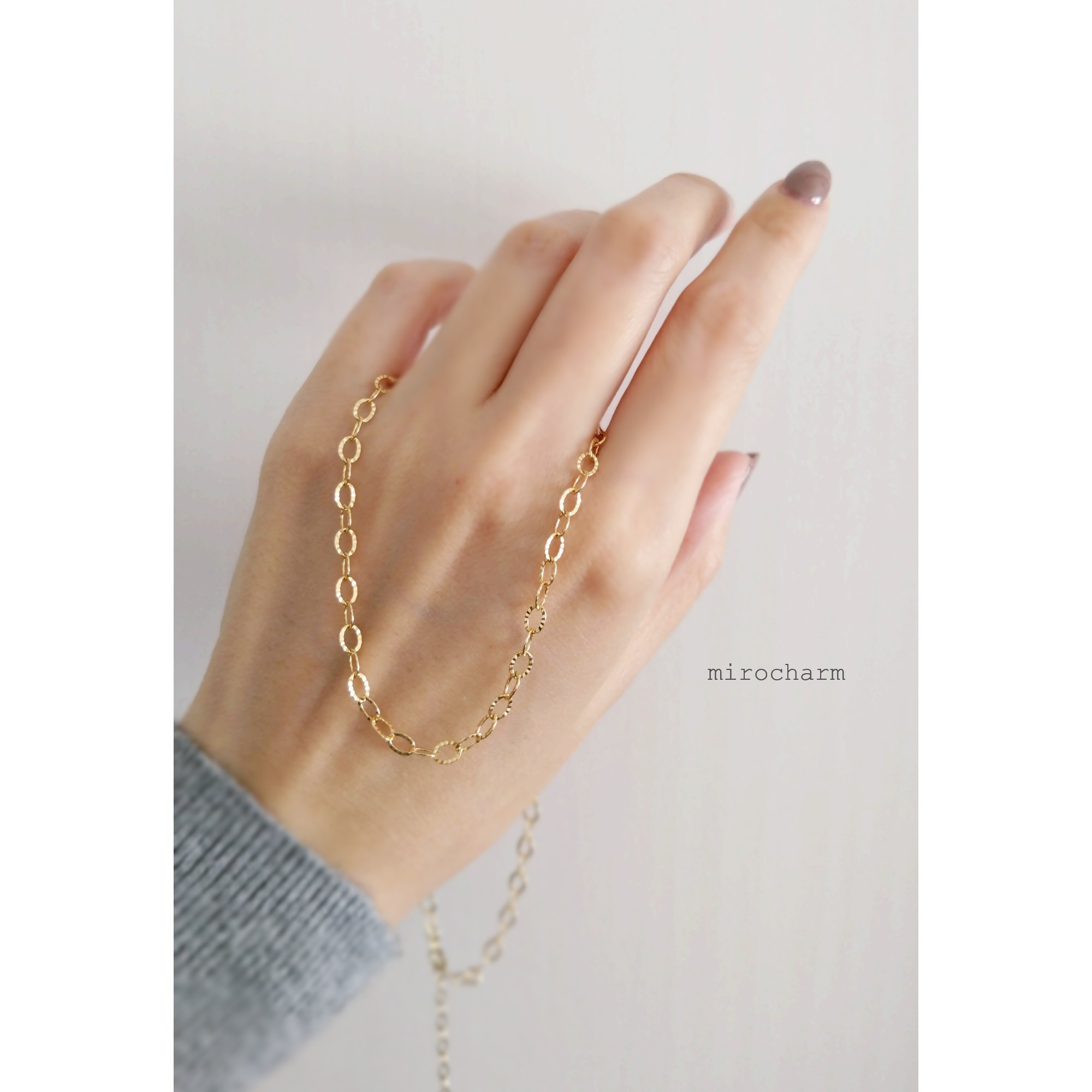 {14Kgf} リップルチェーン シンプルネックレス *41cm-47.5cm・4mm*