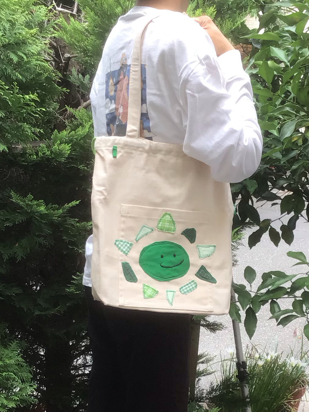 巾着・トートバック  にっこり【緑色】