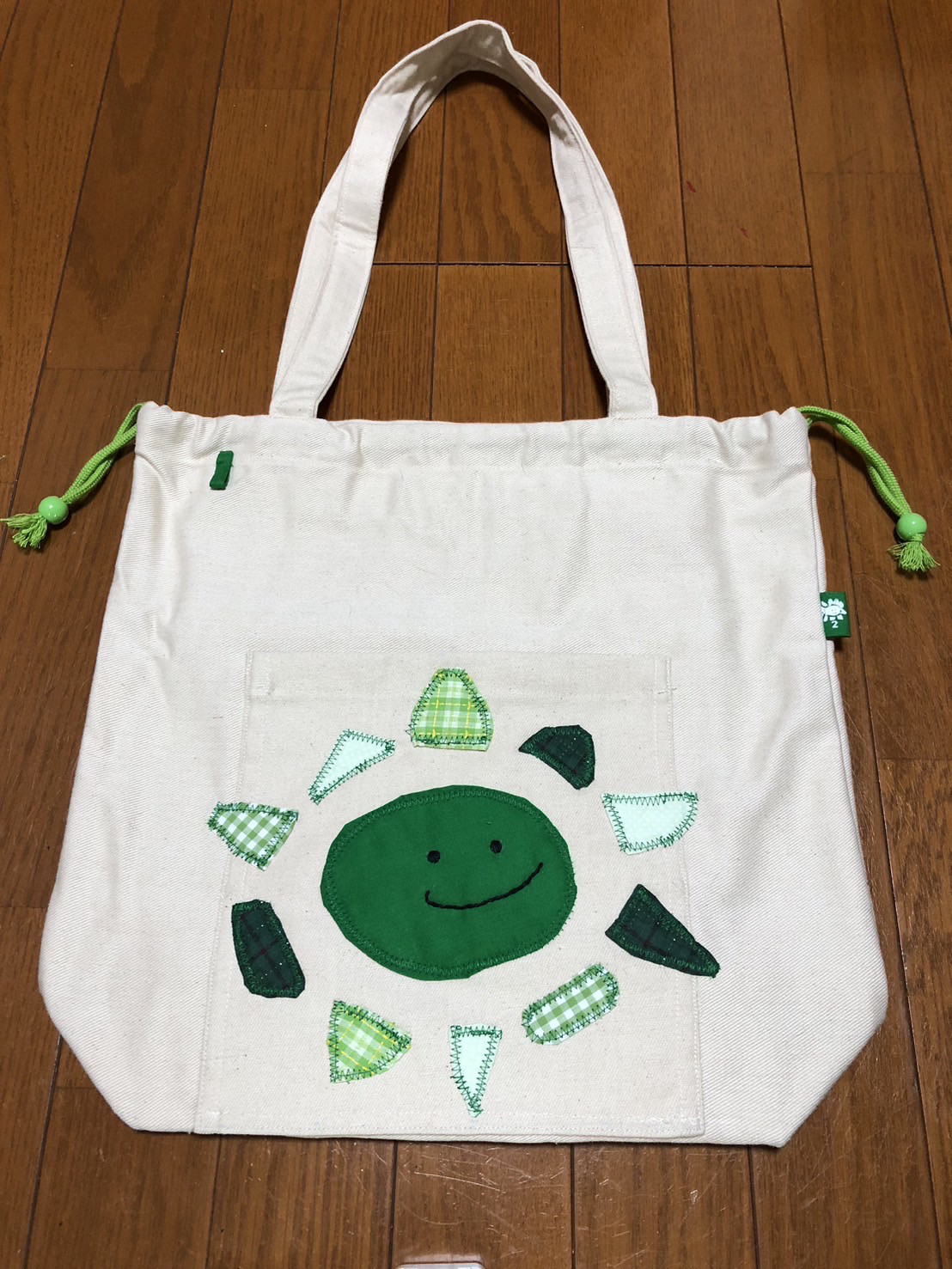 巾着・トートバック  にっこり【緑色】
