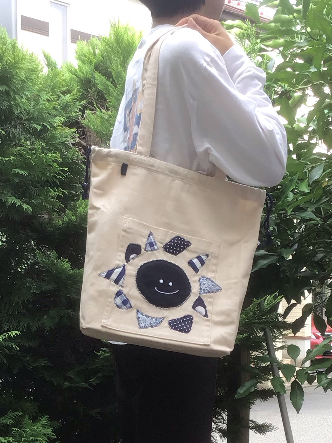 巾着・トートバック  にっこり【紺色】