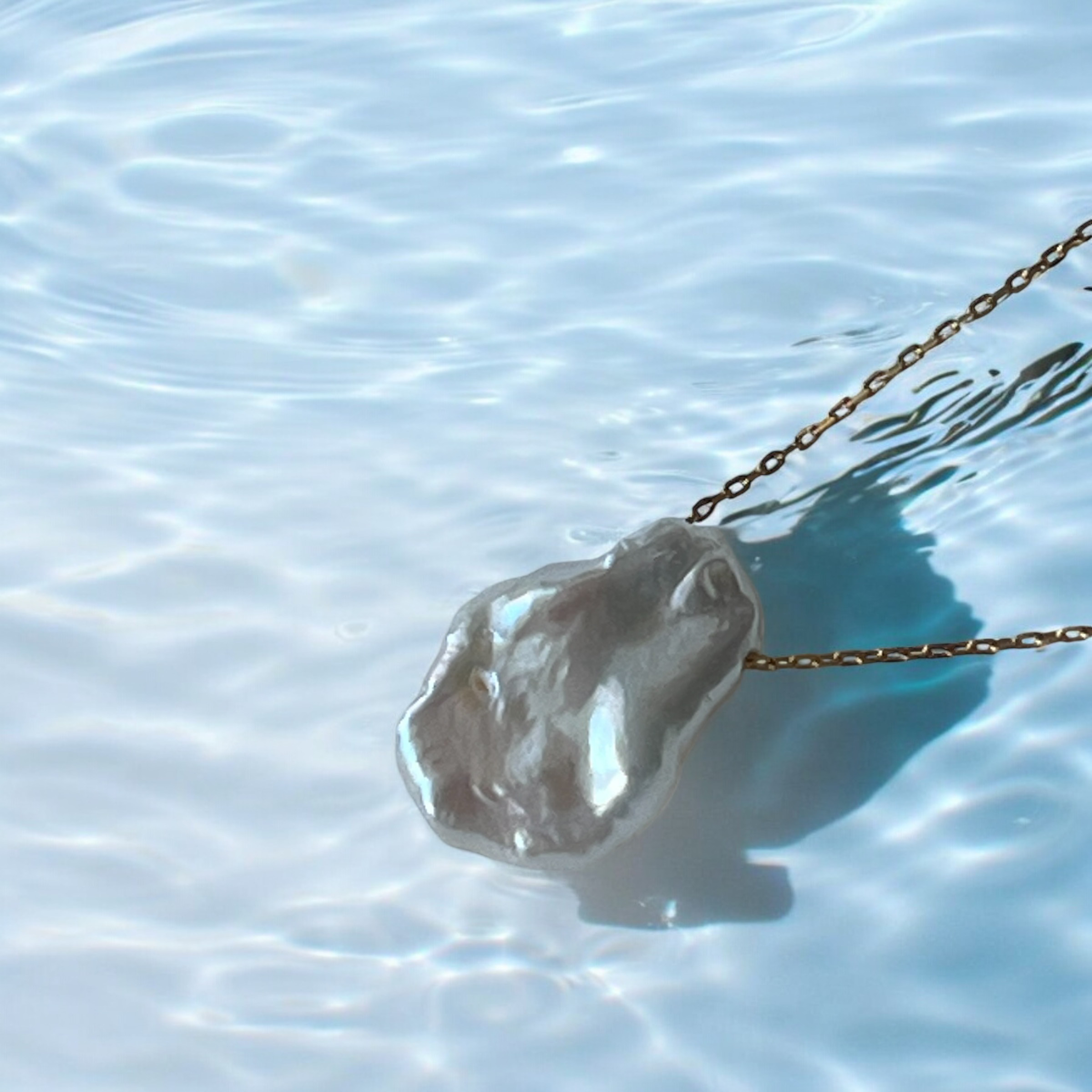 バロックパール　淡水真珠　ゴールドメッキ　シルバー925　大粒ネックレス