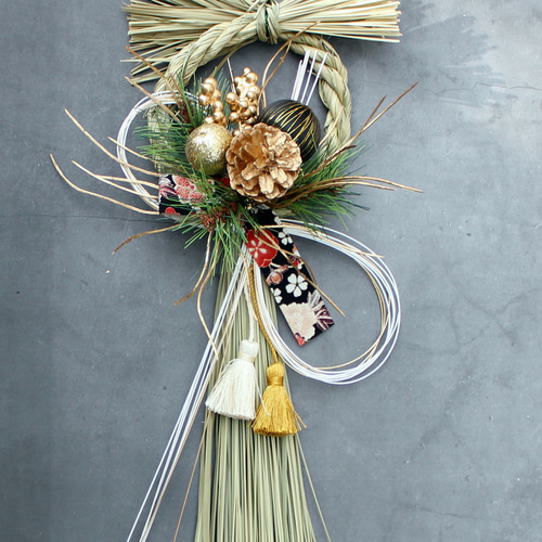 新作☆40cm本しめ縄スタイリッシュモダンⅡお正月しめ縄飾りリース