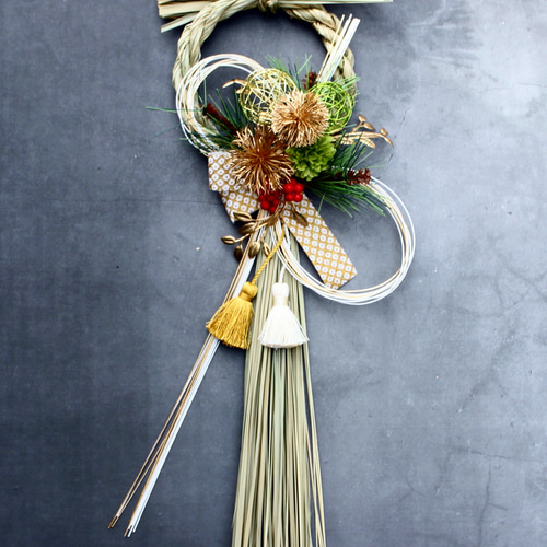 40cm本しめ縄スタイリッシュモダンⅡお正月しめ縄飾りリース