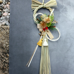 40cm本しめ縄スタイリッシュモダンⅡお正月しめ縄飾りリース しめ縄