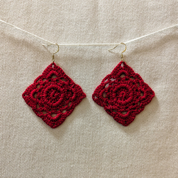 1点限り★【ピアス】ドロップ×レースモチーフ 赤 クリアレッド夏 1点限り☆【ピアス】ドロップ×レースモチーフ 赤 クリアレッド夏