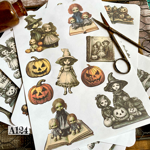 送料無料【A124コラージュ素材】Gleeシール ハロウィン ジャンク