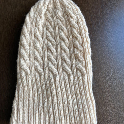 手編みニット帽 【ベージュ】 シンプルカラー 大人フリーサイズ ニット