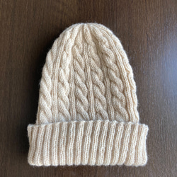 手編み ニット帽 【ベビーピンク✕ホワイト】 バイカラー 大人