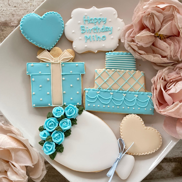 ［2週間以降のご予約受付中］新バージョン！【アイシングクッキー】お好きな色で作れるバースデーアイシングクッキーセット 1枚目の画像