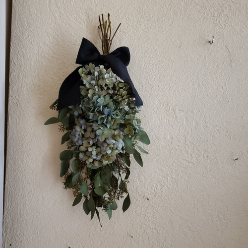 4.アンティーク紫陽花スワッグ ブロカント BC051 オレガノP紫陽花スワッグ