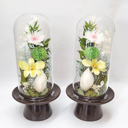 プリザーブドフラワー 仏花 ガラスドーム大 対 豪華 プリザーブド 