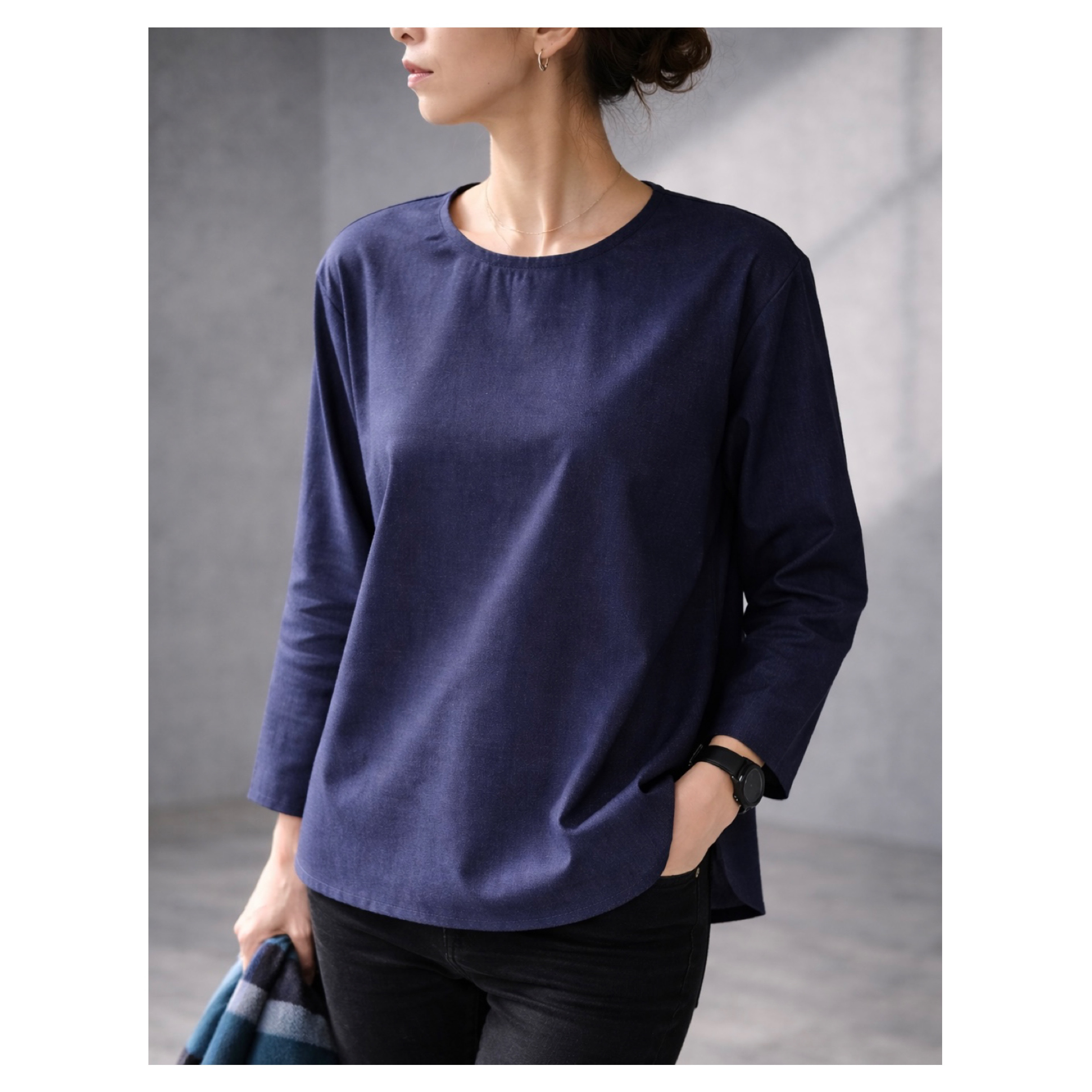 岡山県児島デニムブラウス／シンプルさを追求した、8オンスソフトデニムトップス／インディゴ