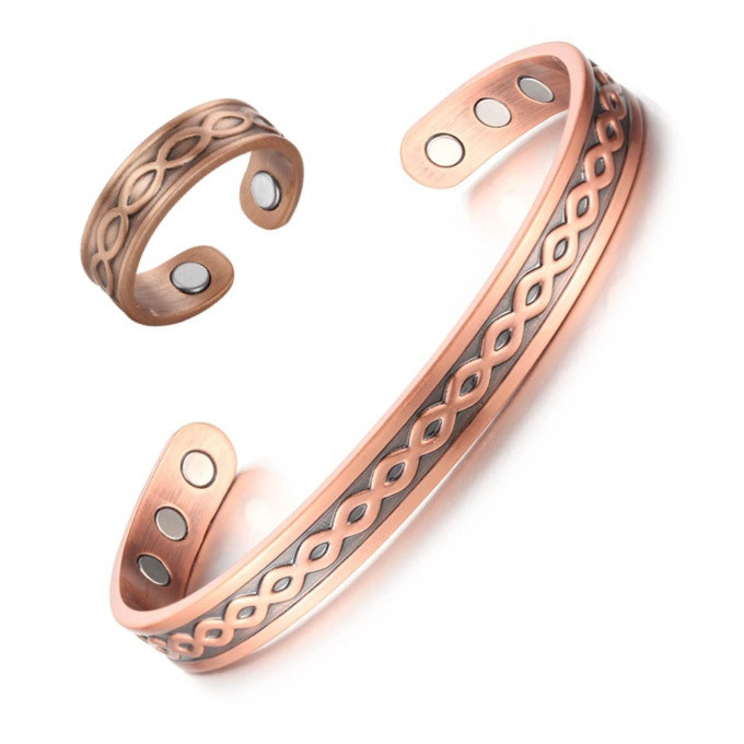 純銅製ジュエリー バングル 純銅磁気ブレスレット リング 指輪 ハンドメイド 手作り 血行促進 関節炎 SSP110